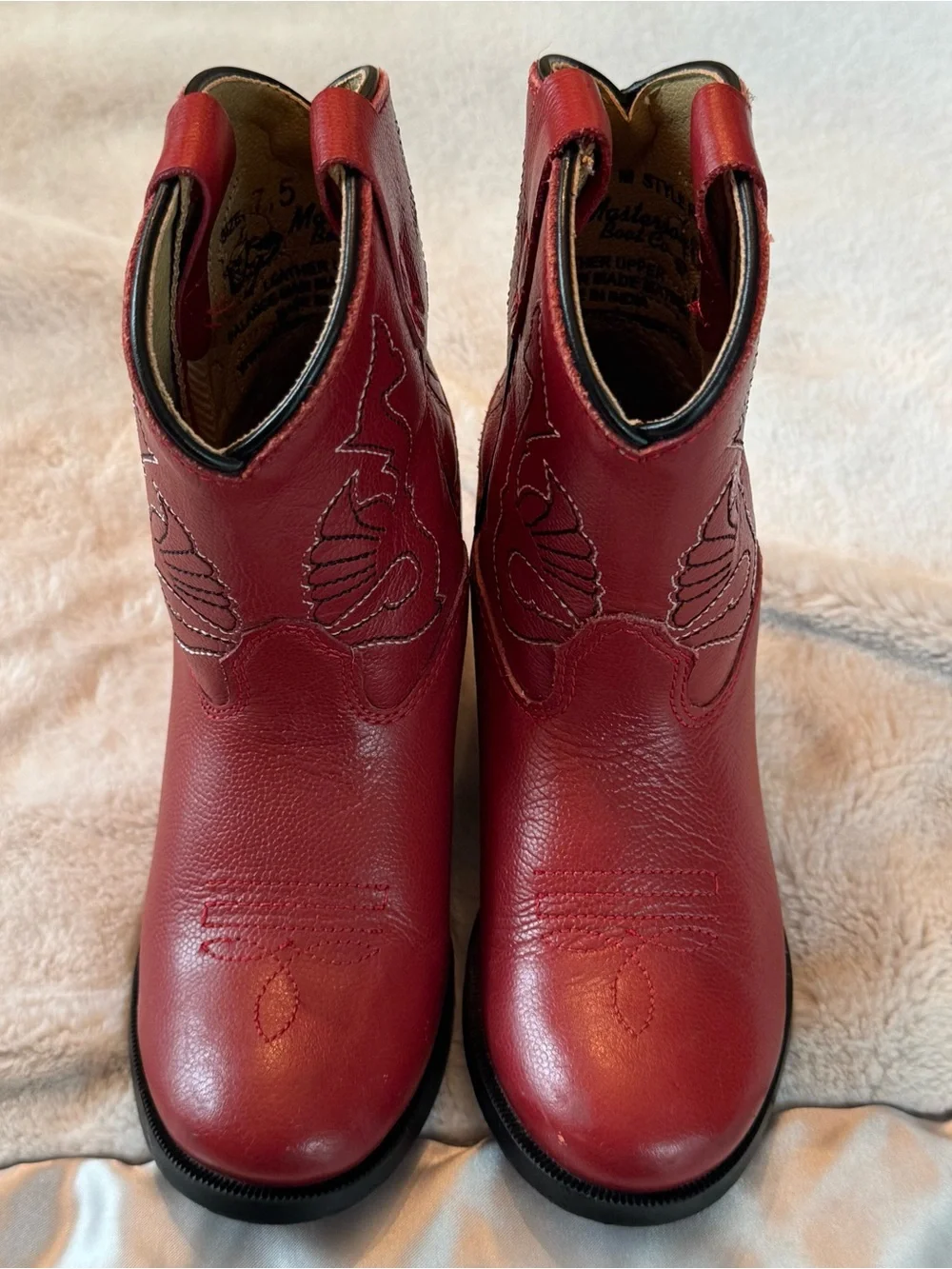 Masterson Boot Company Toddlers Red Western Leather Cowgirl Boots